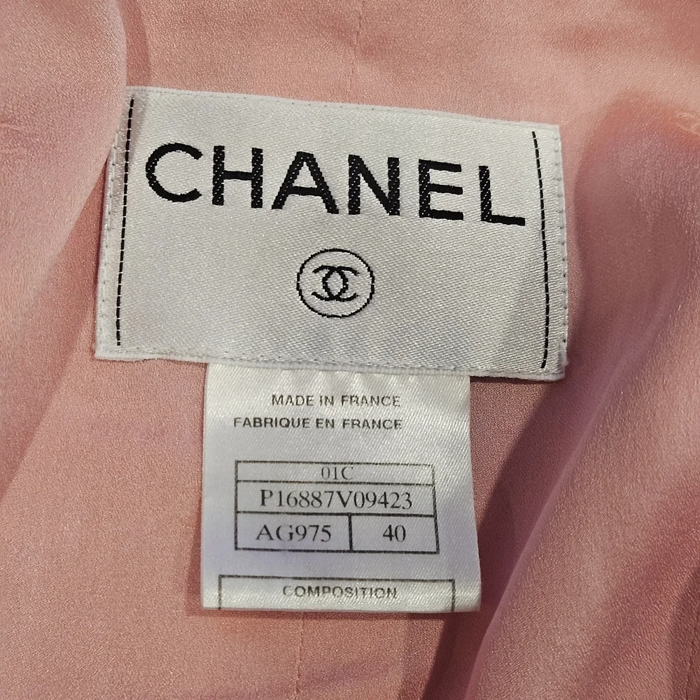 CHANEL Pink Textured Midi Dress